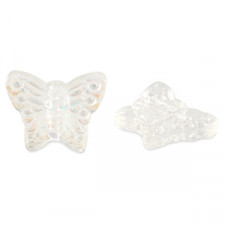 Glass bead 16mm Butterfly - Cristal ab